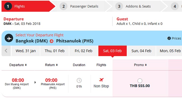 avion pas cher phitsanulok