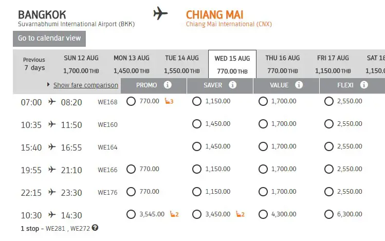 billets avion aps cher bangkok chiang mai