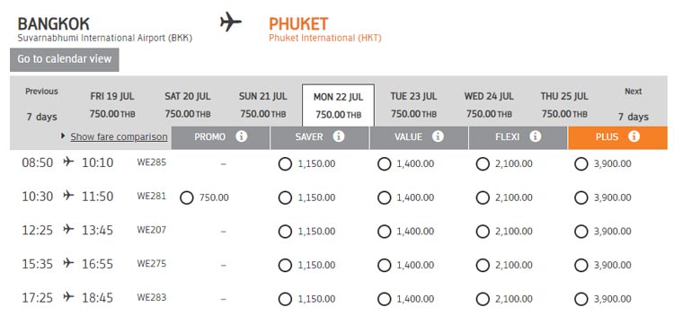 vol bangkok phuket 20 euros