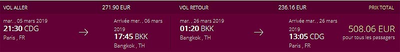 billets avion paris bangkok 500 euros