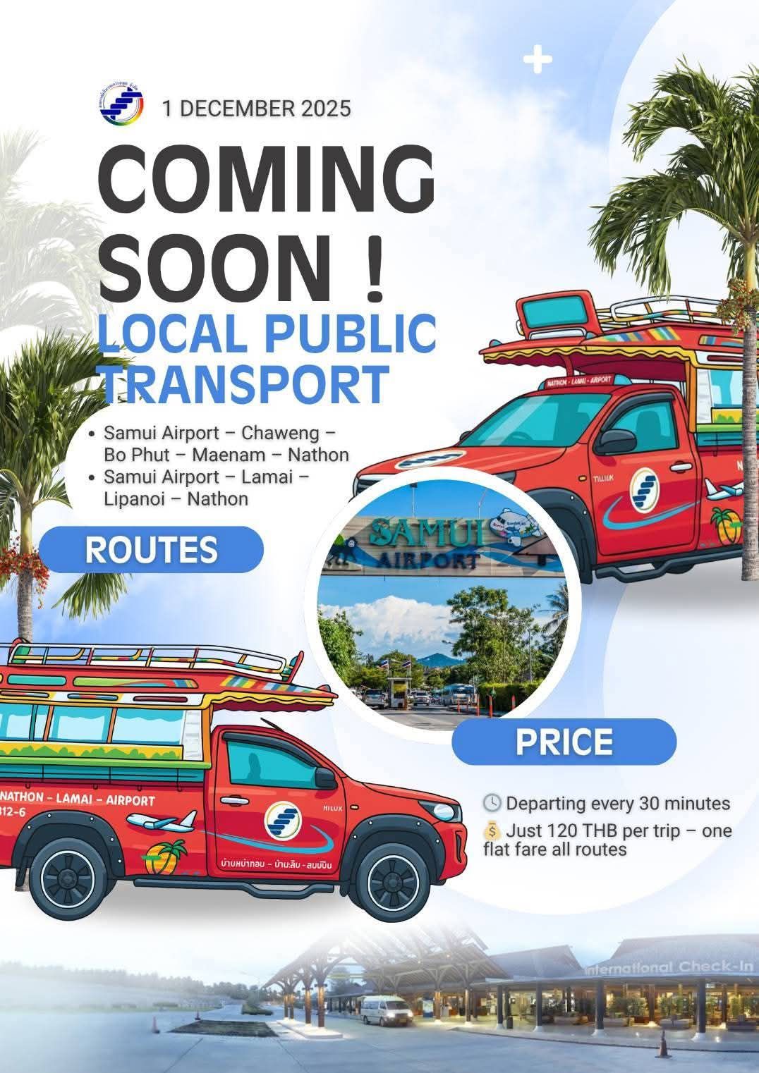 nouveau service de bus locaux depuis et vers l'aéroport à Koh Samui