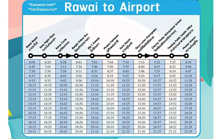 horaires bus rawai aéroport de phuket