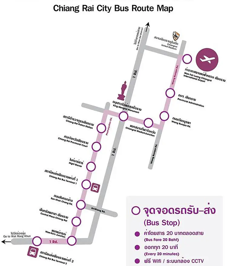 plan bus aéroport chiang Rai 
