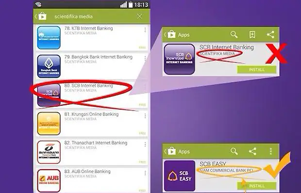 fausses applications bancaire thailande