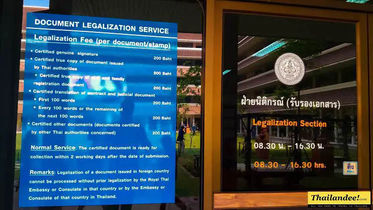 légalisation documents thailande