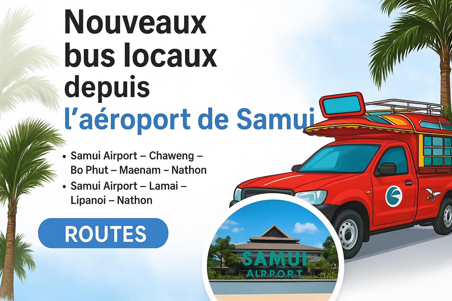 Nouveau transport public à Koh Samui entre l’aéroport et les plages