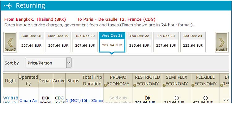 avion pas cher bangkok paris