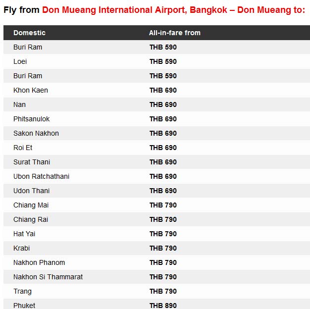 promo vols internes thailande