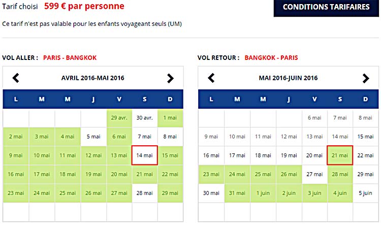 promo avion thailande