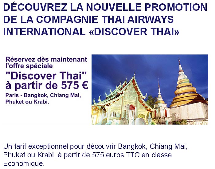 vols directs aps chers thailande