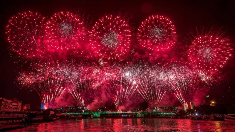 Spectacles lumineux grandioses  sur le fleuve Chao Phraya à Bangkok