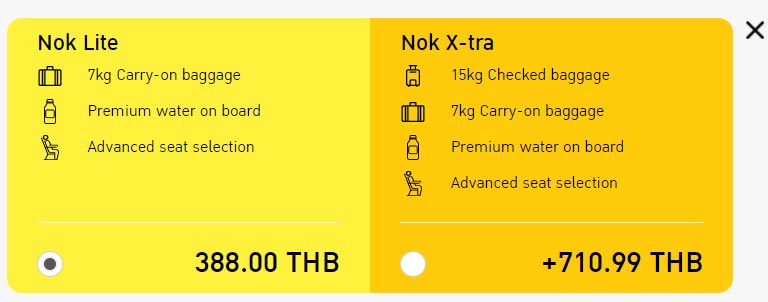 supplement bagage nok air