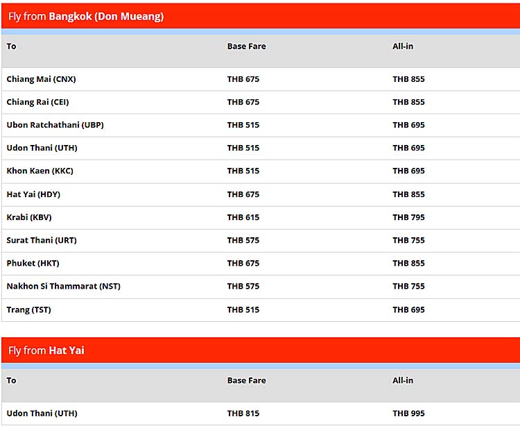 promo avion interieur thailande