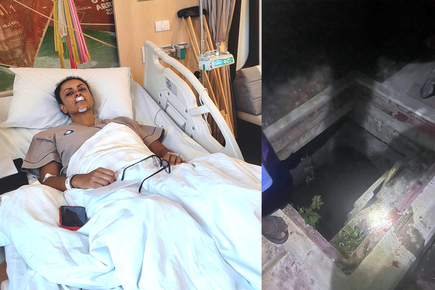 A foreign tourist hospitalized with serious leg infection after falling into open sewer in Thailand