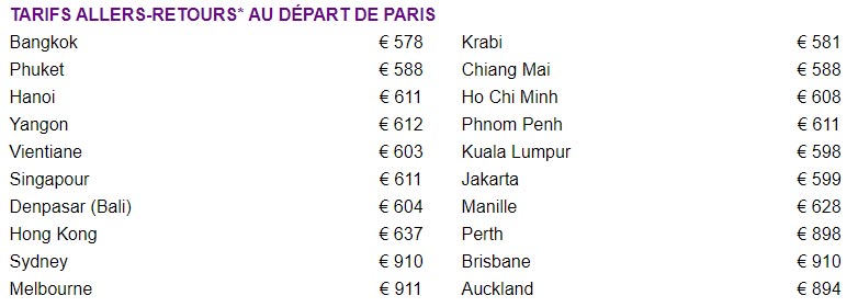 vente flash avion thailande