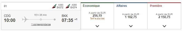 vol aller paris bangkok