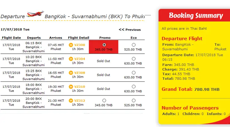 vols bangkok phuket pas cher