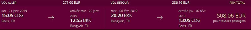 avion paris bangkok 508 euros