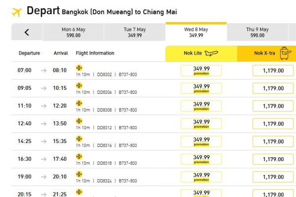bangkopk chiang mai moins de 10 euros