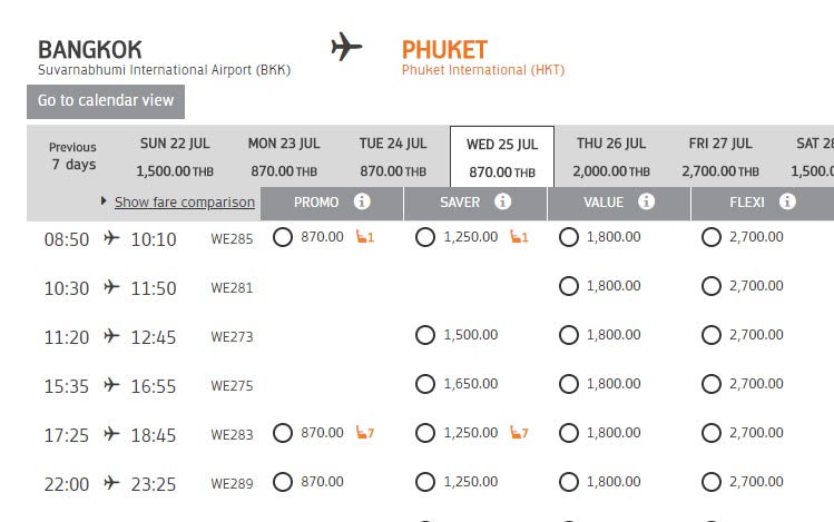 billets bangkok phuket pas chers