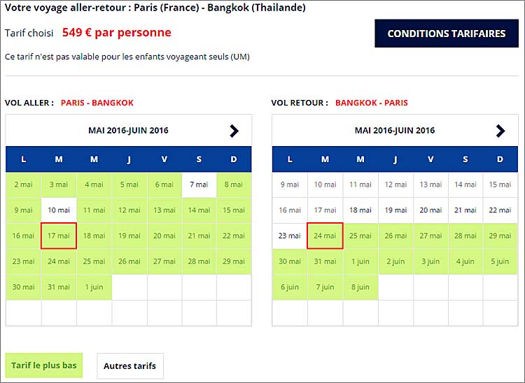 vol thailande pas cher