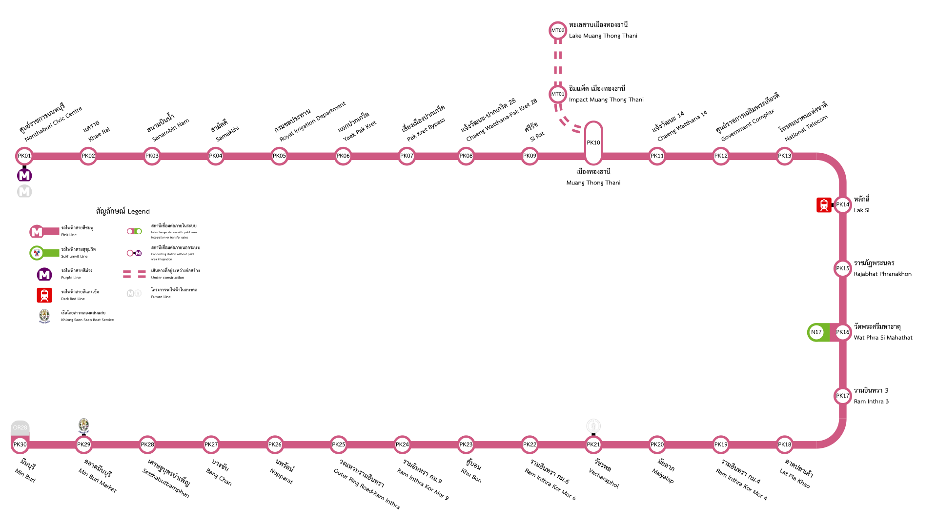 map og mrt pink line bangkok